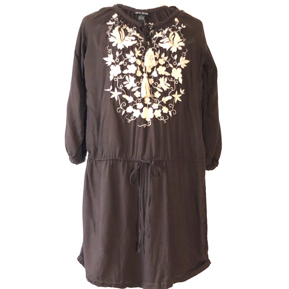 Lucky Brand Brown Cream Embroidery Dress Tunic - Picture 1 of 7
